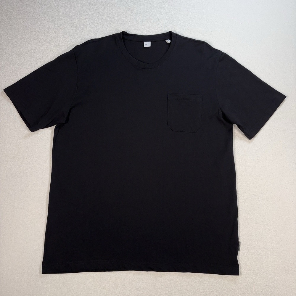 Aspesi Cotton Jersey Pocket T-Shirt Men's XL Black Slim Fit Crew Neck Logo